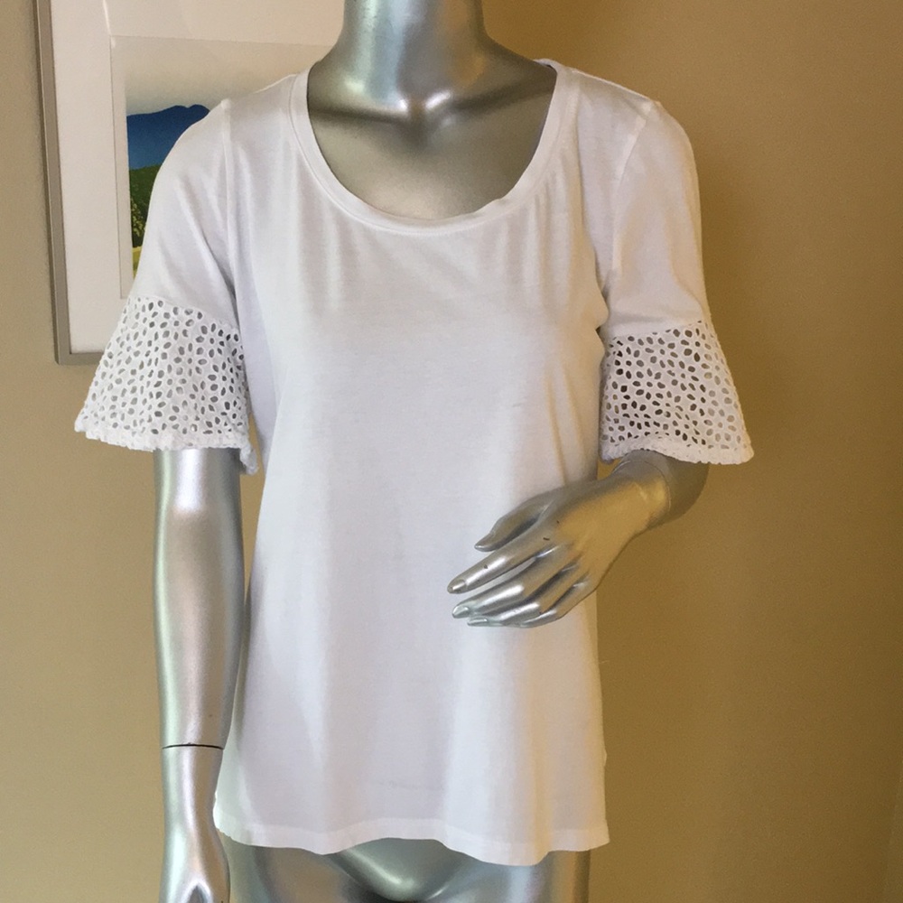 TALBOTS | EYELET CUFF TEE Solid White - image 3